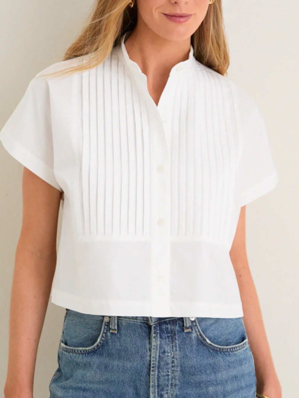 BRAND NEW Tuckernuck White Cotton Poplin Pintuck Avery Shirt